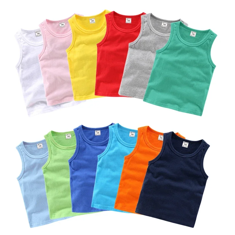 Top Trends: 2024 Candy Color Girls Sleeveless Vest Sports Undershirts Kids Singlet Cotton Underwear Summer Children Boy Tops Beach Clothing Shoppable Styles