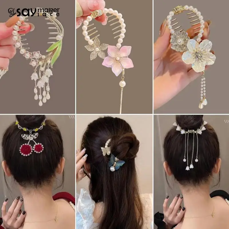 Top Trends: 1PCS Ponytail Buckle Hair Pin Claw Braided Bow Hair Clips Pearl Butterfly Hairpin Korean Accessories Shoppable Styles