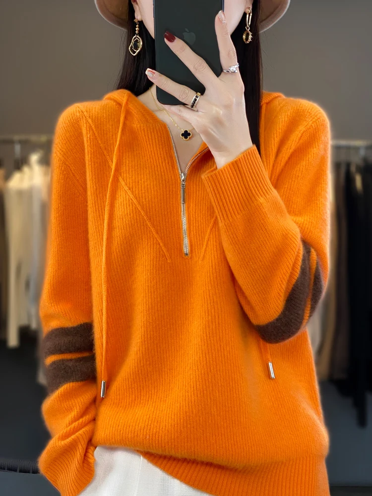 Top Trends: Autumn Winter 100% Merino Wool Hoodie Sweater Women Pullover Cashmere Thickening Knitwear Female Basic Clothing Top Shoppable Styles - Image 2