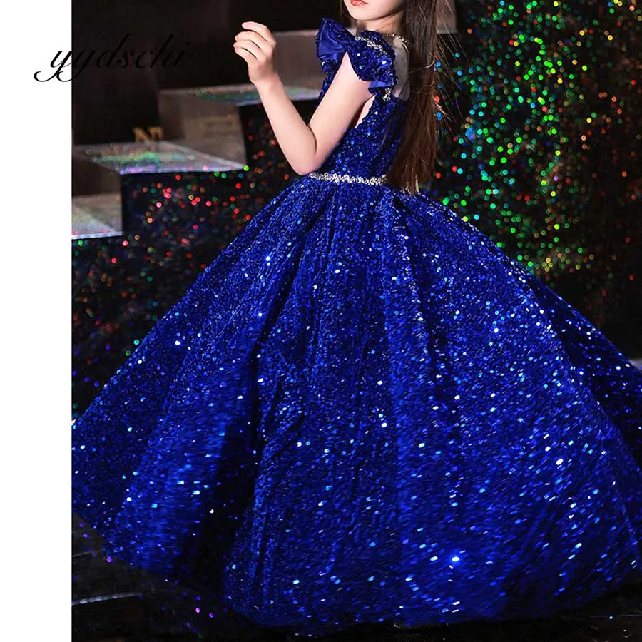 Top Trends: Shiny Sequined Flower Girl Dress Beading Exquisite Sparkly Crystal Party Kids Birthday Ball Gown Floor Length Princess Dresses Shoppable Styles