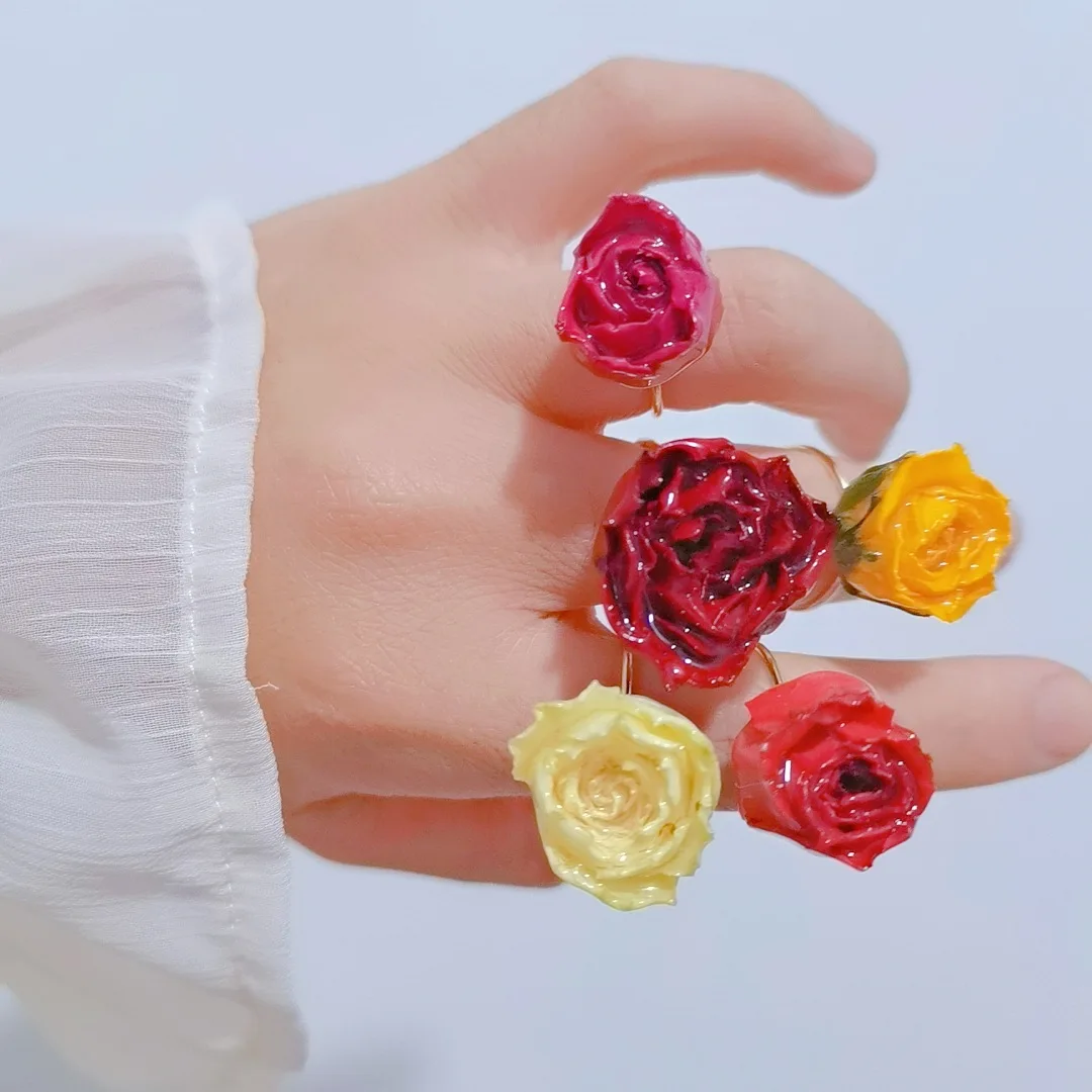 Top Trends: Unique Immortal Flower Rings Women Epoxy Resin Natural Rose Flower Pendant Finger Rings Creative Statement Jewelry Wholesale Shoppable Styles