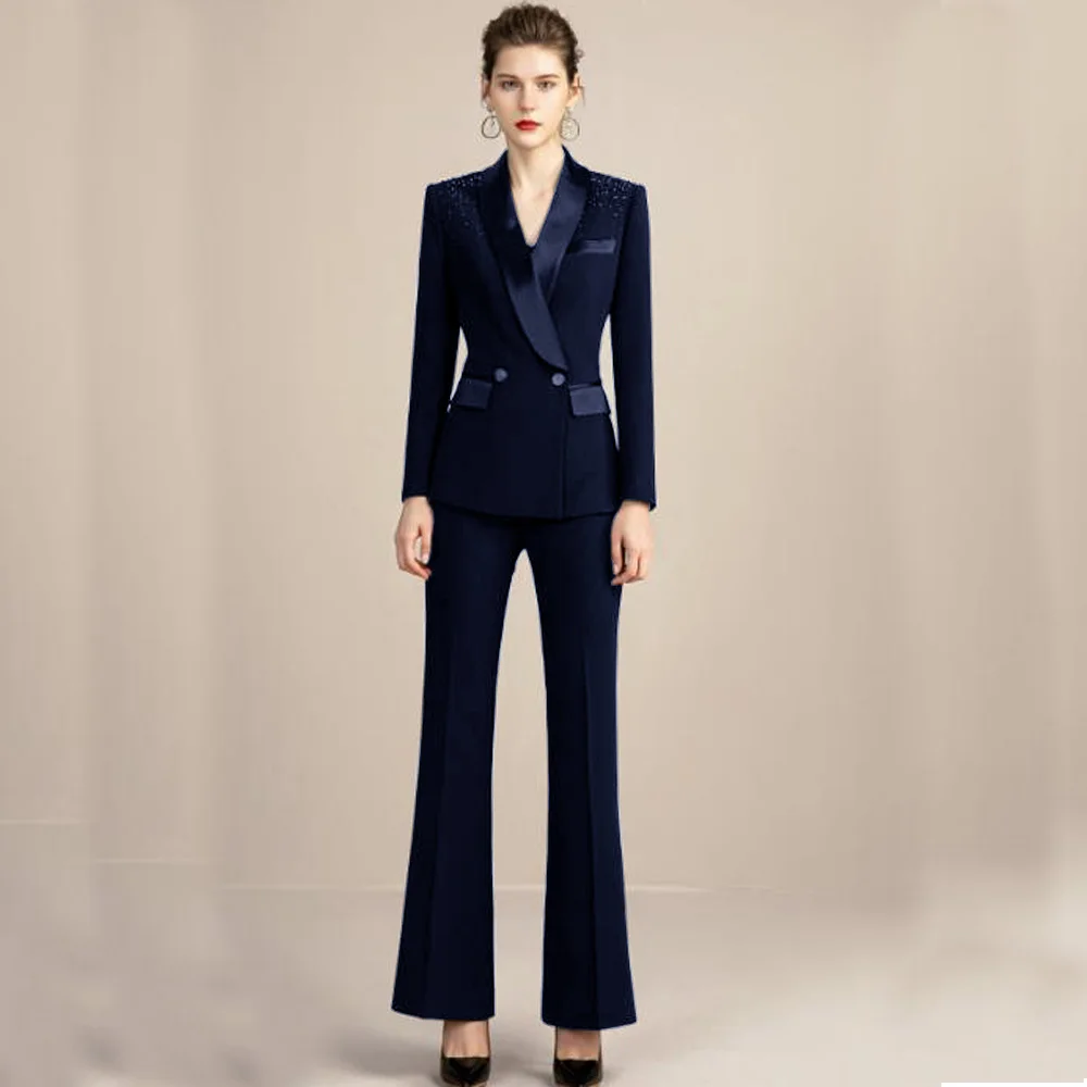 Top Trends: Women's Full Suit Pants Sets To Dress Green Fruit Collar Set Woman Two Pieces Casual Elegant Double-breasted Chic Fashion Suits Shoppable Styles