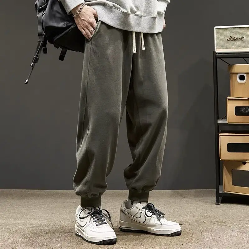 Top Trends: Spring Autumn Y2K Casual Solid Fashion Harlan Pants Men Harajuku Pure Cotton Sweatpants Patchwork Trousers Pockets Male Clothes Shoppable Styles