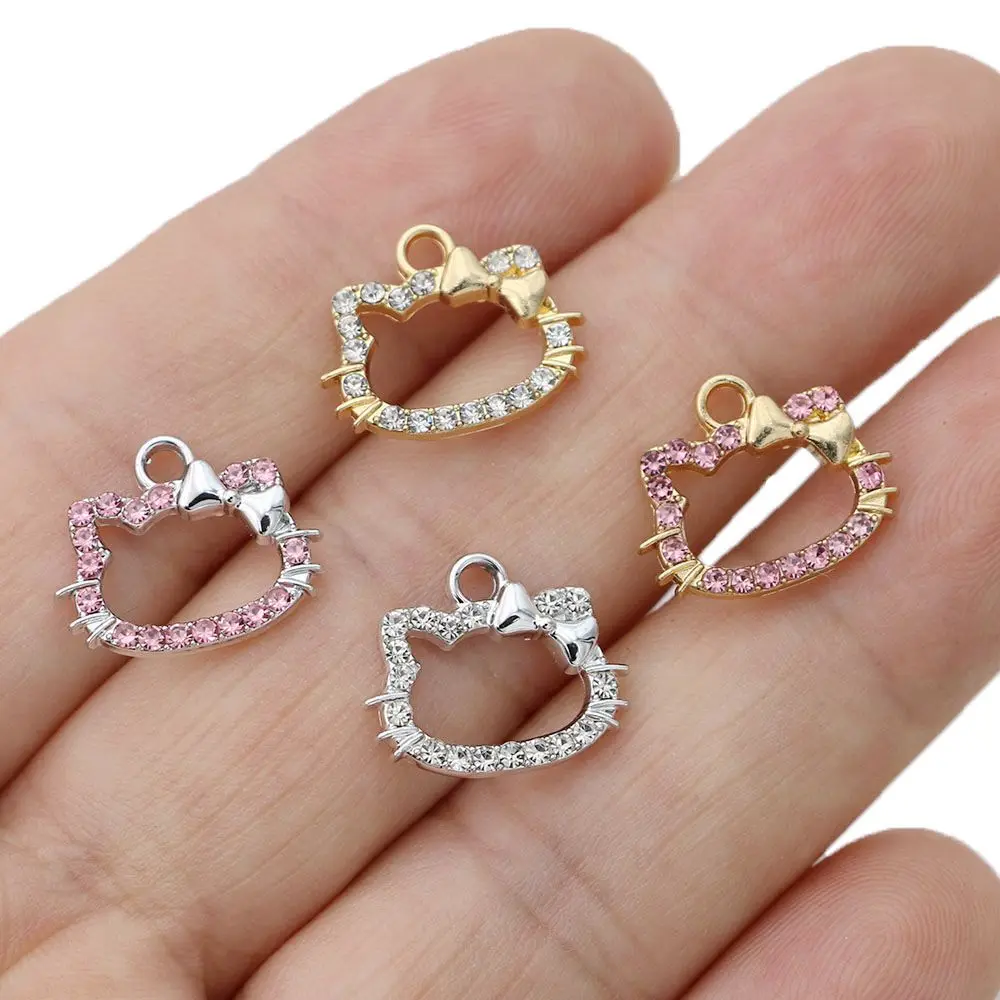 Top Trends: 10Pcs Gold Plated Crystal Cat Charm Pendant For Jewelry Making Earrings Bracelet Necklace Accessories DIY Craft Findings Shoppable Styles