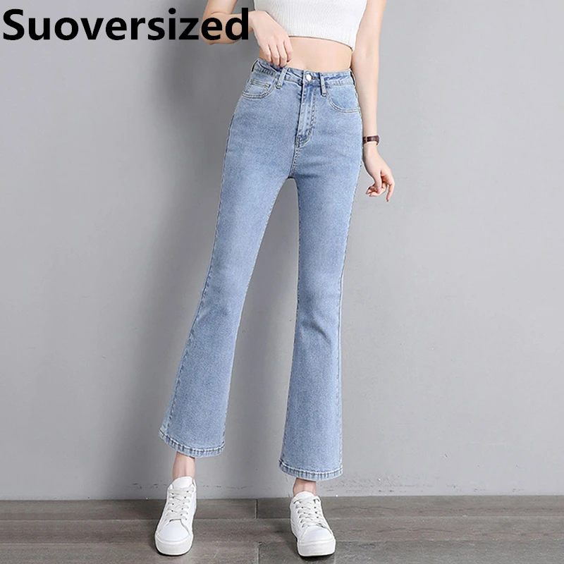 Top Trends: Fashion High Waist Flare Jeans Vintage Washed Slim Vaqueros Stretch Women&#039;s Bell-bottoms Korean Streetwear Denim Pantalones Shoppable Styles