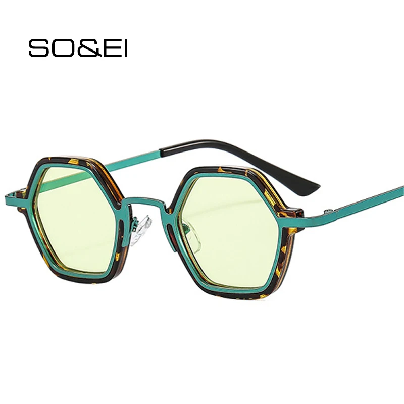 Top Trends: SO&EI Retro Polygon Square Sunglasses Women Fashion Clear Ocean Gradient Lens Eyewear Men Trending Punk Sun Glasses Shades UV400 Shoppable Styles