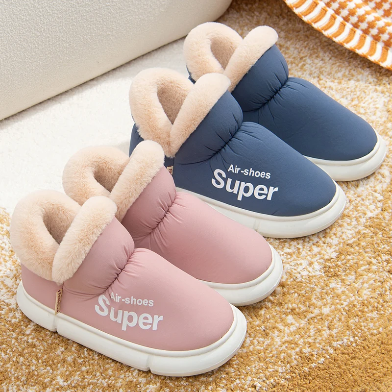 Top Trends: Winter Home Slippers Waterproof Women Men Furry Shoes Couples Thick Platform Slides Warm Plush Non Slip Outdoor Cotton Boots Shoppable Styles