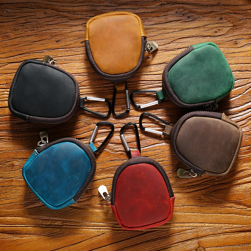 Top Trends: Genuine Leather Wallet Bags Shell Bag Cowhide Small Hand Coin Purse Card Holder Key Lipstick Earphone Storage Pouch Case Shoppable Styles - Image 2