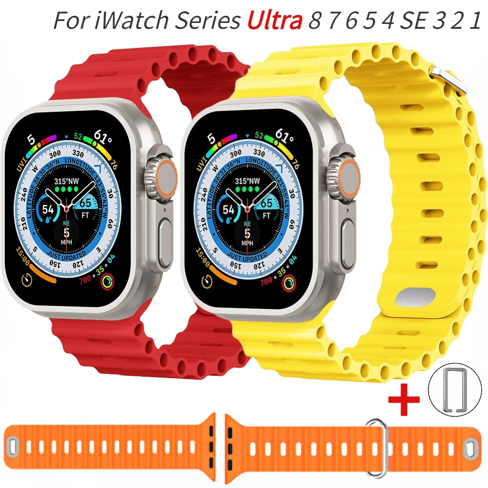 Top Trends: Ocean Silicone Strap For Apple Watch Band 49mm 45mm 41mm 44mm 40mm 42mm 38mm 44 45 Mm Wristband IWatch Series 8 7 Ultra 4 5 6 SE Shoppable Styles