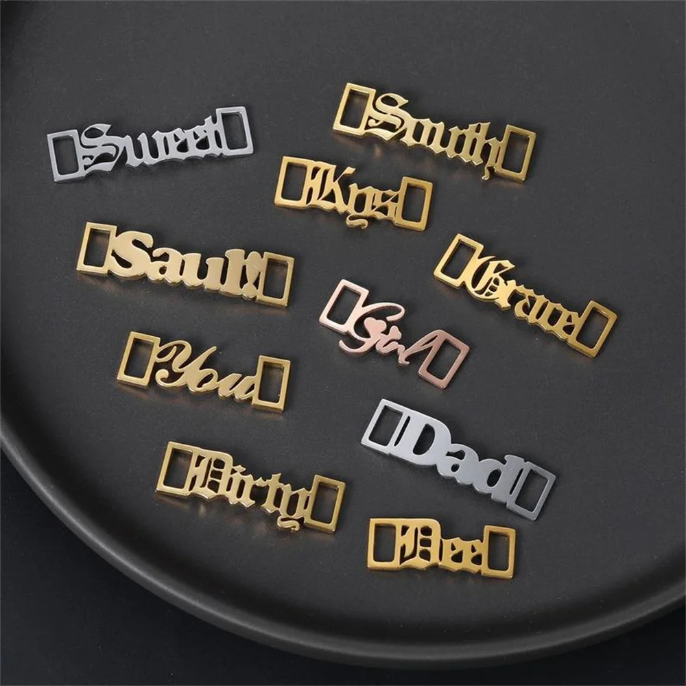 Top Trends: A Pair Personalized Custom Name Boy Girl Stainless Steel Shoe Buckle Personalized Nameplate Accessorie Best Friend Gift Jewelry Shoppable Styles