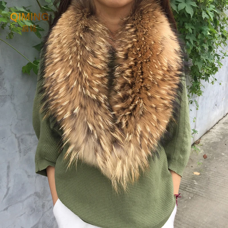 Top Trends: Real Fur Collar Furry Raccoon Fur Scarf Ring Winter Neck Warmer Women Men Jackets Hood Fur Shawl Wraps Fluffy Warm Long Scarf Shoppable Styles