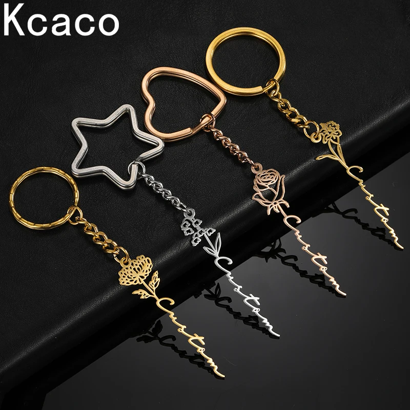 Top Trends: Customized Birthday Flower Name Key Chain Stainless Steel Circle Star Heart Key Ring Letters Pendant With 25mm Chain Keychains Shoppable Styles