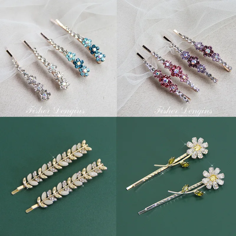 Top Trends: 1 Pair Exquisite Elegant Rhinestone Hairpins Gifts Women Girls Hair Clips Pins Barrettes Accessories Hairclip Hairgrip Headdress Shoppable Styles