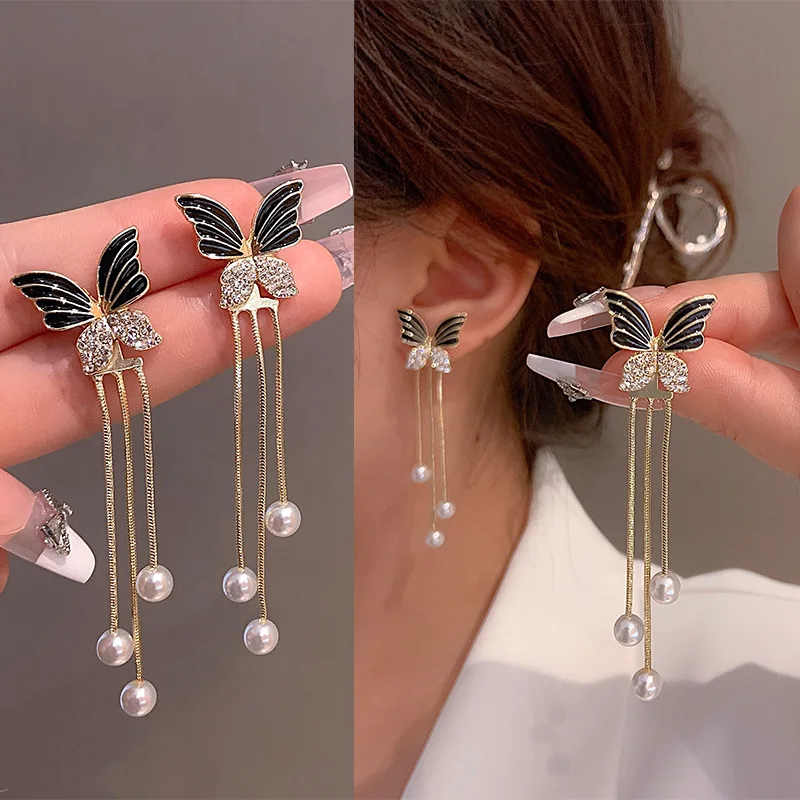 Top Trends: 2023 New Fashion Trend Unique Design Elegant Delicate Light Luxury Black Butterfly Earrings Women Jewelry Party Premium Gifts Shoppable Styles