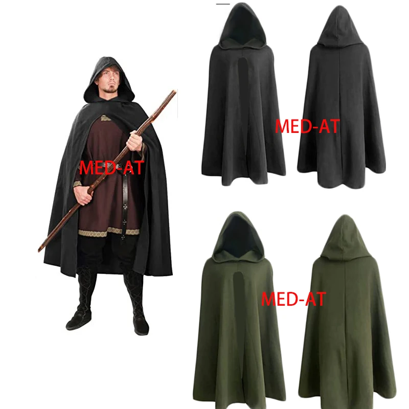 Top Trends: Men's Ancient Hooded Cloak Adult Medieval Hunter Archer Cape Wizard Celtics Warrior Coat Cosplay Clothing Stage Drama Costume Shoppable Styles