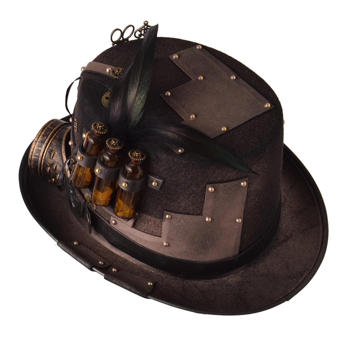 Top Trends: Goth Punk Hat Men Women Handmade Halloween Party Carnival Magic Cosplay Fedora Bowler Hat Steampunk Accessories Shoppable Styles - Image 6