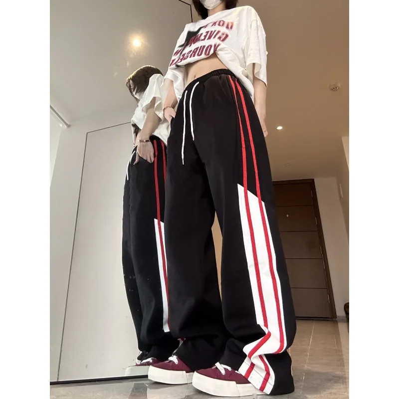 Top Trends: Deeptown Vintage Sweatpants Women Black Striped Patchwork Pants Streetwear Oversized Jogger Hippie Harajuku Wide Sports Trousers Shoppable Styles