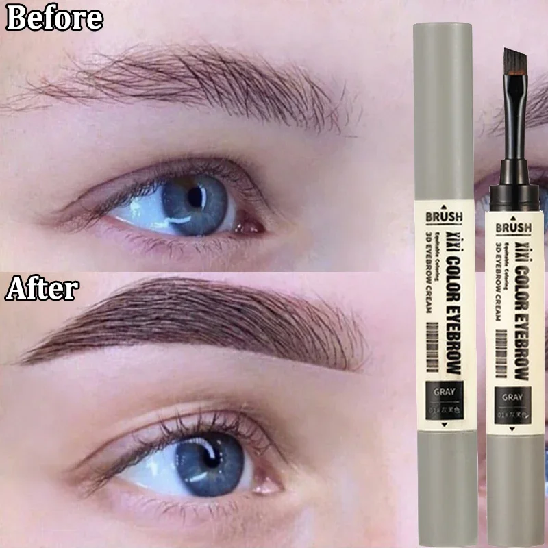 Top Trends: Waterproof Eyebrow Cream Pen Lasting Natural Smooth Silky Brown Grey Eyebrow Shape Tinted Eyeliner With Brush Makeup Cosmetic Shoppable Styles