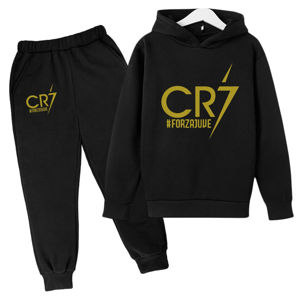 Top Trends: Boys Spring And Autumn Football Idol CR7 Clothes 2pcs Hoodie+ Pants Suits 3-13 Years Kids Outdoor Tracksuits Children Clothes Set Shoppable Styles