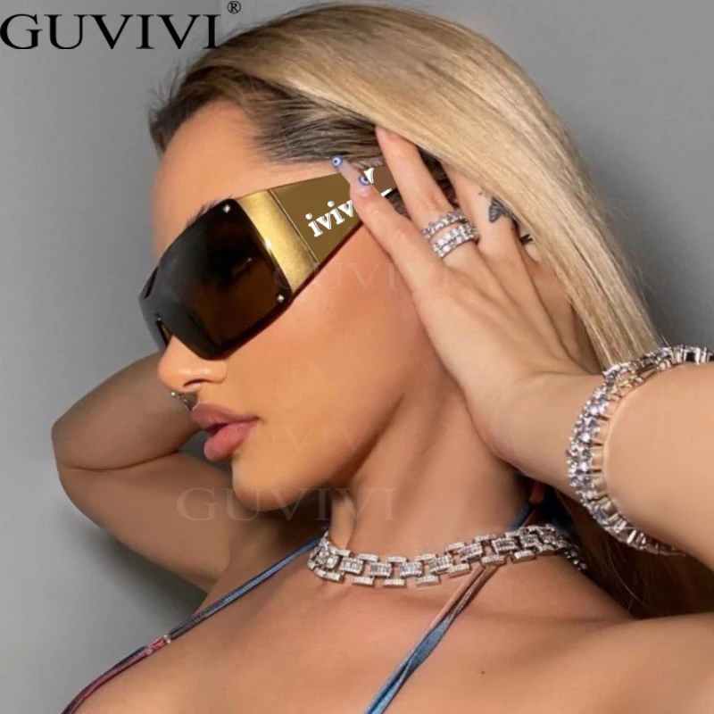 Top Trends: GUVIVI 2023 Punk Square Oversized Y2K Sunglasses Women Rivet Goggle Sunglasses One Piece Vintage Sunglasses Brand Designer UV400 Shoppable Styles