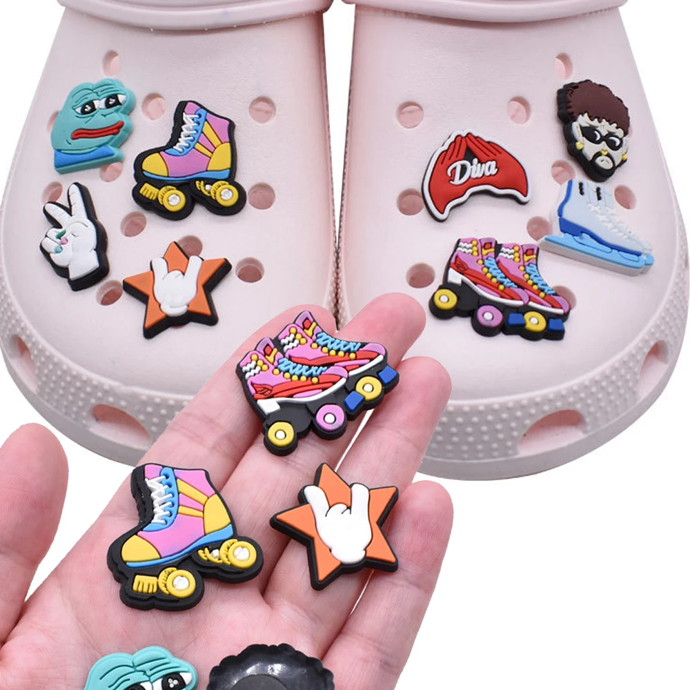 Top Trends: Wholesale 1pcs PVC Shoe Accessories For Crocs Charms Rollerskates Women Sandals Buckle Kids Pins Decoration Jeans Party Favors Shoppable Styles