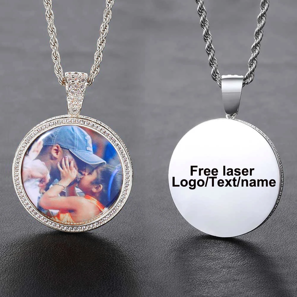 Top Trends: Customized Photo Necklace Men And Women Hip Hop Personalized Picture Pendant Charm Iced Out Custom Logo For Mother Or Lover Shoppable Styles