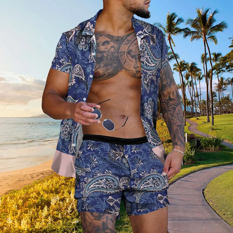 Top Trends: Summer Hawaii Casual Beach Vacation Men's Top Shirt+ Shorts Pants 3D Brand Print Retro Pattern Male Oversized Shirt European Size Shoppable Styles