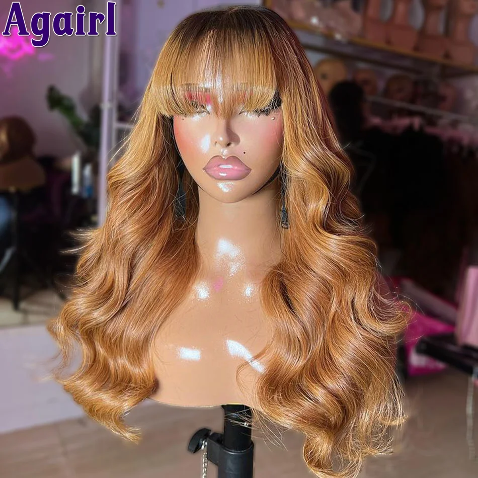 Top Trends: 13X6 Honey Blonde Body Wave Wigs Human Hair 200% Glueless Preplucked 13X4 Lace Frontal Wigs With Bangs Transparent 6X4 Lace Wig Shoppable Styles