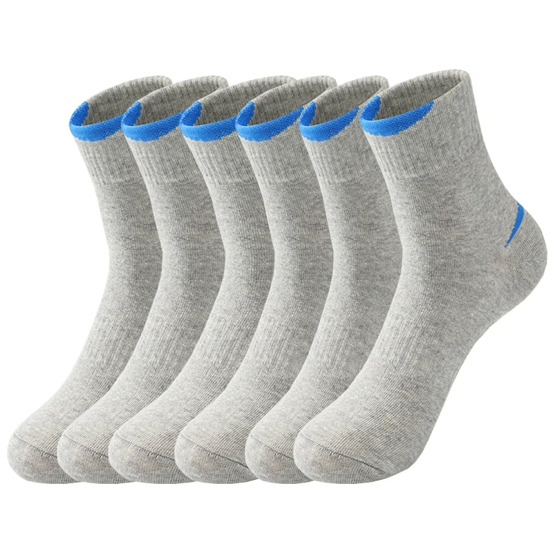 Top Trends: 6Pairs / lot Men's Long Socks Cotton Sweat-absorbent Deodorant Solid Color Sports Socks Casual Breathable Male Socks High Quality Shoppable Styles