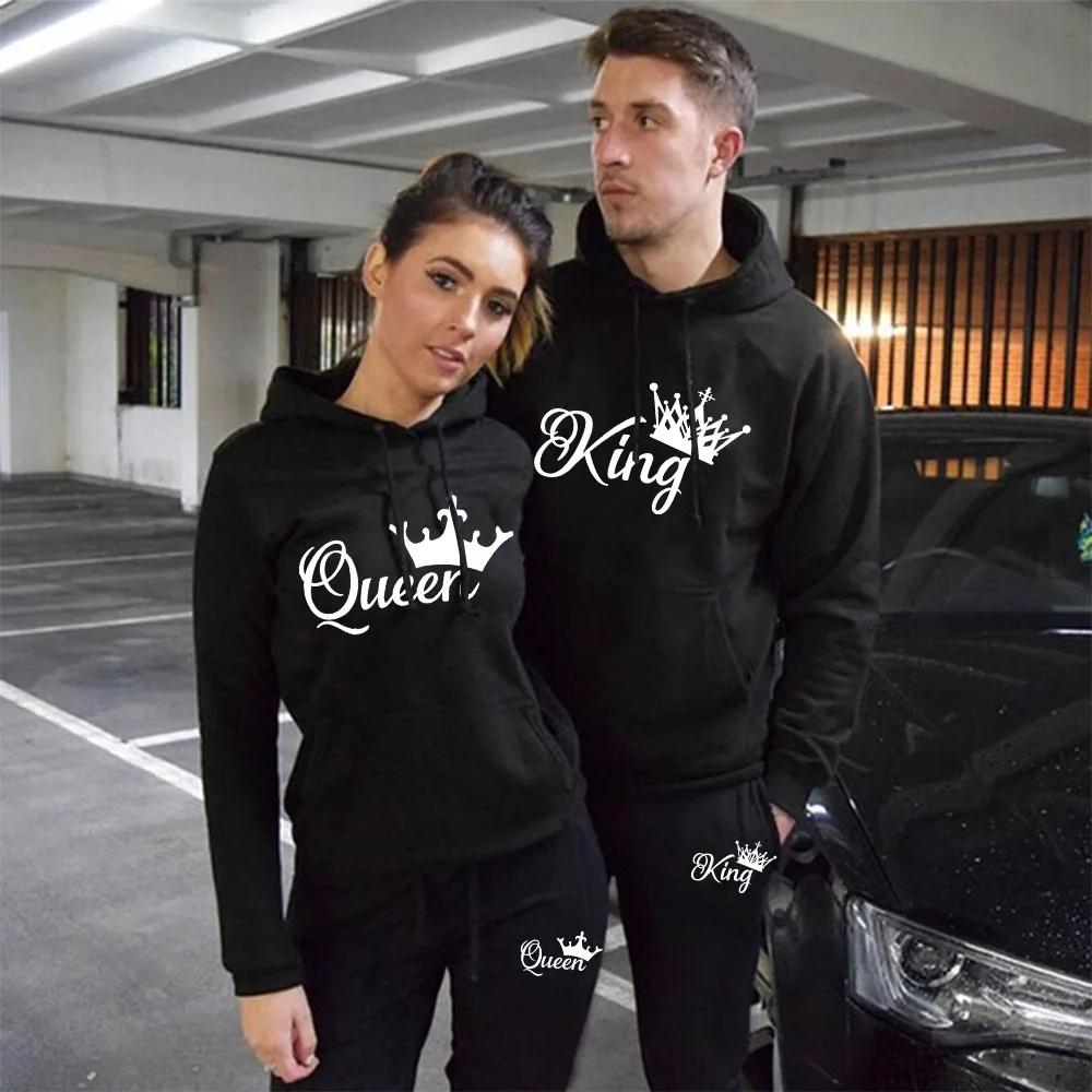 Top Trends: 2022 Fashion Spring Autumn Sweatsuits For Men Women Sportwear Set King Or Queen Printed Couple Suits 2PCS Hoodie And Pants S-4XL Shoppable Styles