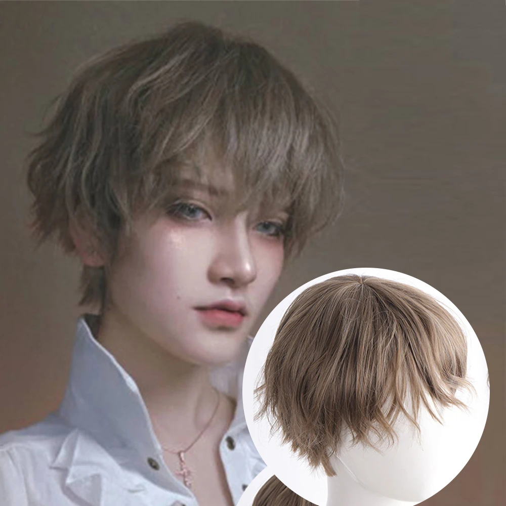 Top Trends: Short Straight Boy Wig Synthetic With Bangs Cosplay Anime Daily Wigs For Men Heat Resistant Natural False Fake Hair Halloween Shoppable Styles