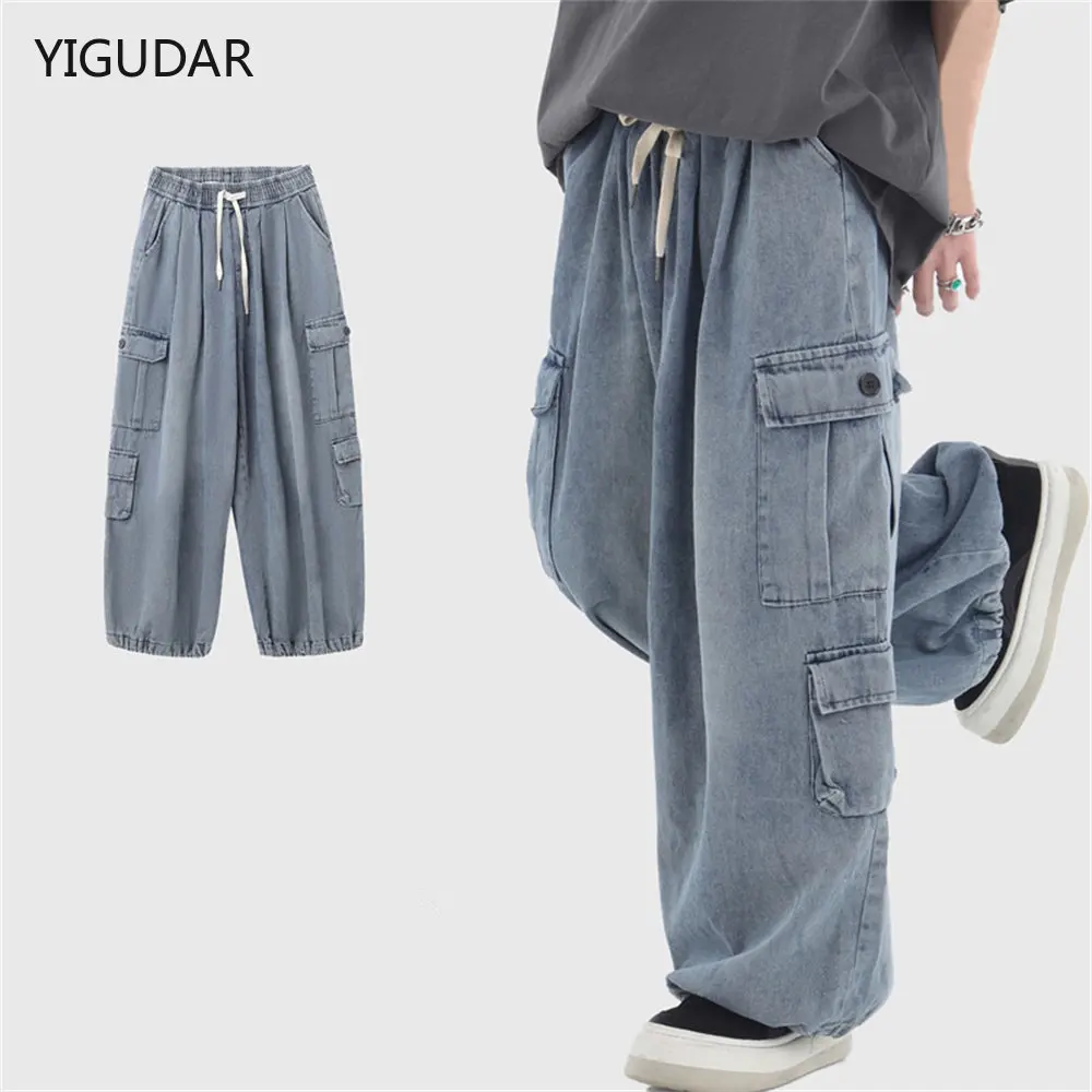 Top Trends: Baggy Jeans Trousers Male Denim Pants Black Wide Leg Pants Men&#039;s Jeans Men Oversize Cargo Korean Streetwear Hip Hop Harajuku Shoppable Styles