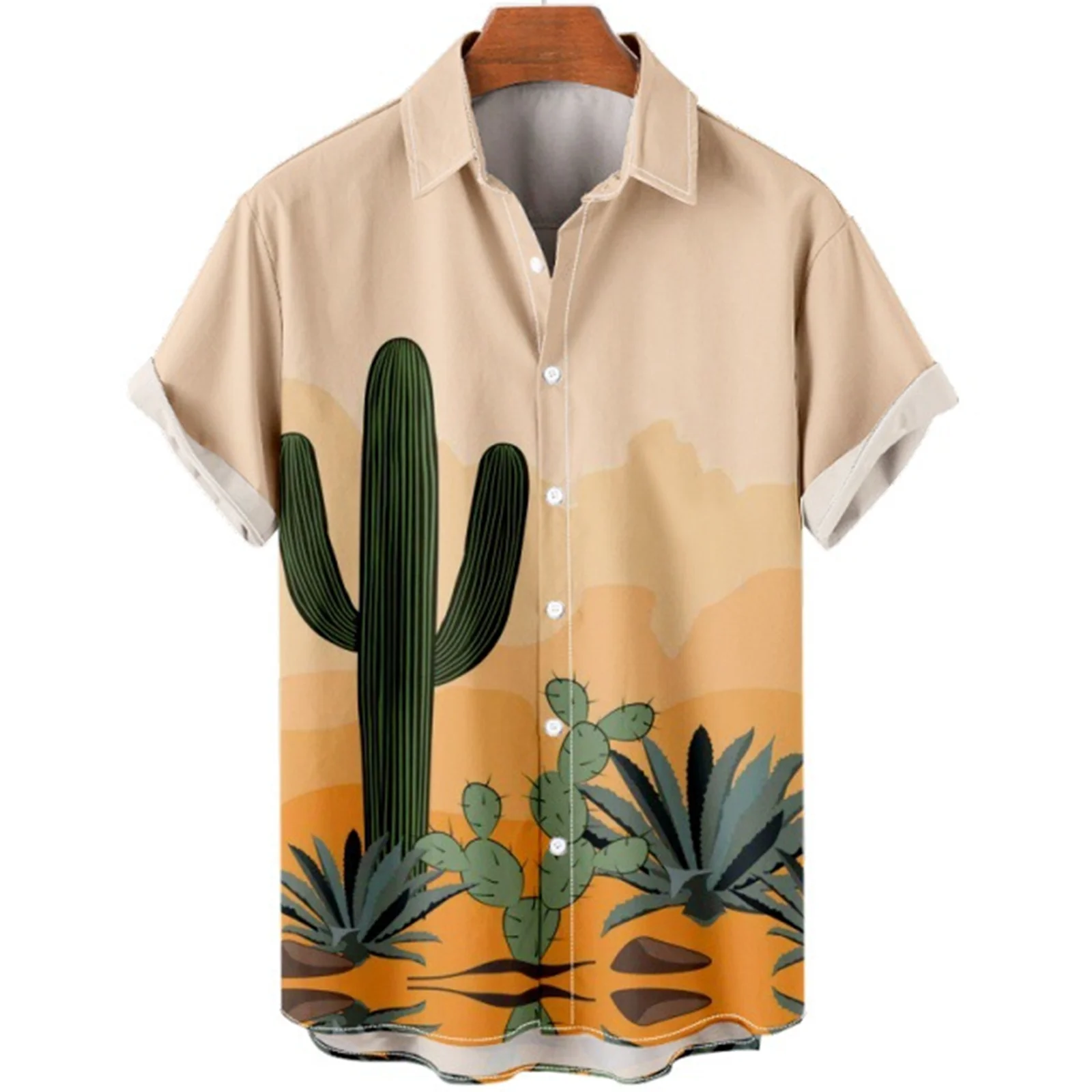 Top Trends: 2023 Summer Hawaiian Shirt Designer Men Cactus Desert Landscape Print Shirts Tropical Plant Short Sleeve Blouse Vintage Camisas Shoppable Styles - Image 6