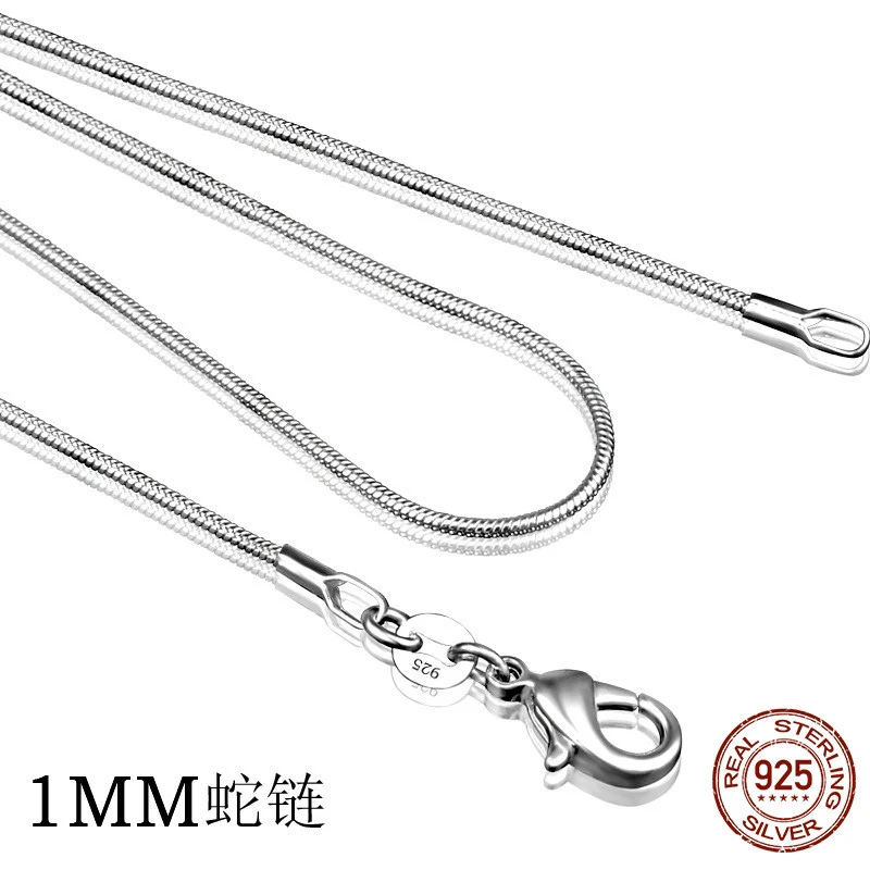 Top Trends: 925 Sterling Silver Necklace Women, Silver Fashion Jewelry Snake Chain 1mm Necklace 16 18 20 22 24 Shoppable Styles