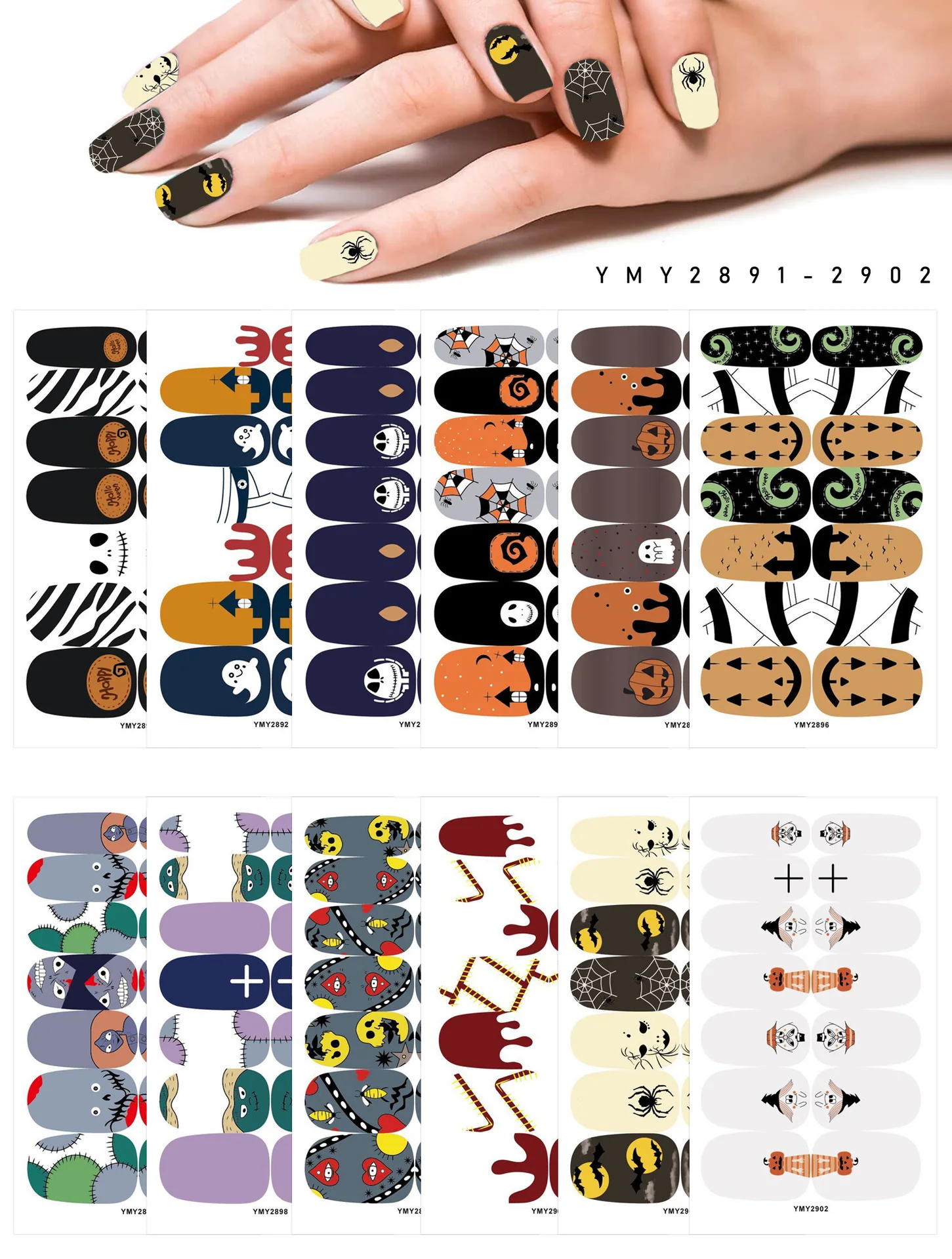 Top Trends: Baking Free Halloween Nail Stickers Full Sticker Fashion Nail Art Jewelry Pumpkin Ghost Wholesale Applique Nail Sticker Shoppable Styles