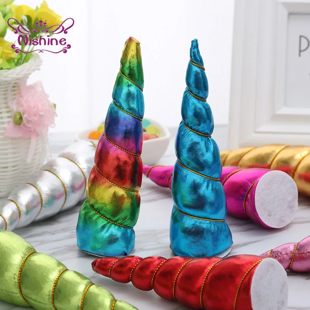 Top Trends: Nishine 3pcs / lot Unicorn Horn For Baby Girls Hairbands Clips Party Diy Headwear Hair Accessories Cake Topper Birthday Decor Shoppable Styles - Image 2