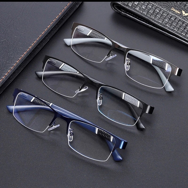 Top Trends: Business Men Presbyopic Glasses Classical Flexible Half-frame Farsighted Glasses Women Reading Eyeglasses With Diopter 0 To -4.0 Shoppable Styles - Image 2