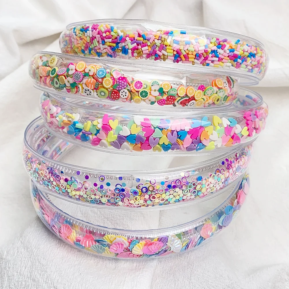 Top Trends: Transparent Quicksand Headbands For Kids Girls Fashion Glitter Sequin Cartoon Ear Hairbands Hair Hoops Headwear Hair Accessories Shoppable Styles