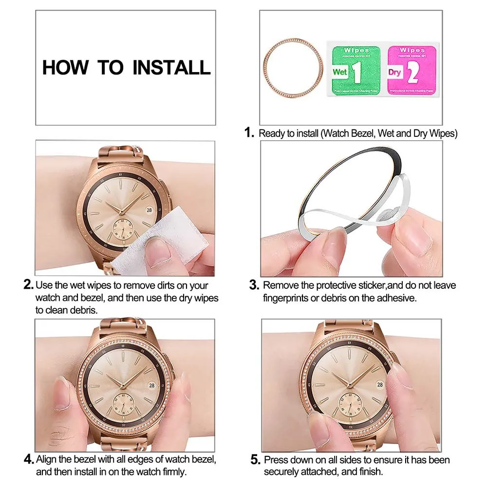 Top Trends: Diamond Bling Bezel For Samsung Galaxy Watch 4 Classic 42mm 46mm / Gear S3 Frontier Metal Ring Adhesive Cover Anti Accessories Shoppable Styles - Image 6