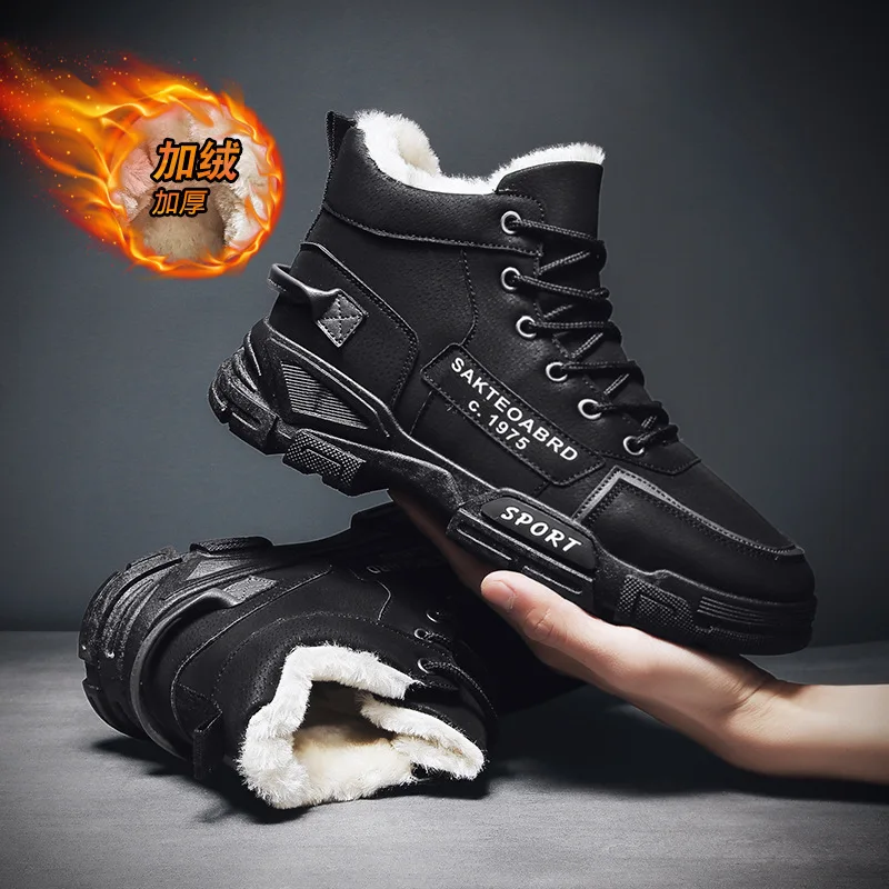 Top Trends: Men Boots Men's Winter Shoes Fashion Snow Boots Shoes Plus Size Winter Sneakers Ankle Men Shoes Winter Boots Black Blue Footwear Shoppable Styles - Image 4