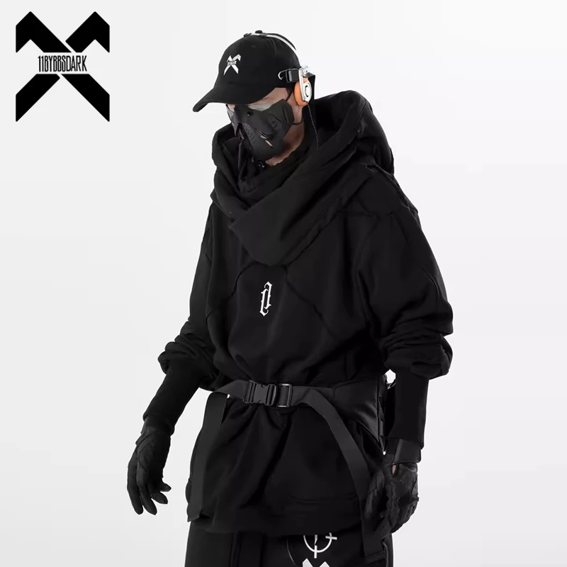 Top Trends: 11 BYBB&#039;S DARK 2023 Double Neckline Hoodie Men Techwear Vintage Harajuku Function Hoodies Hip Hop Streetwear Pullover Sweatshirt Shoppable Styles