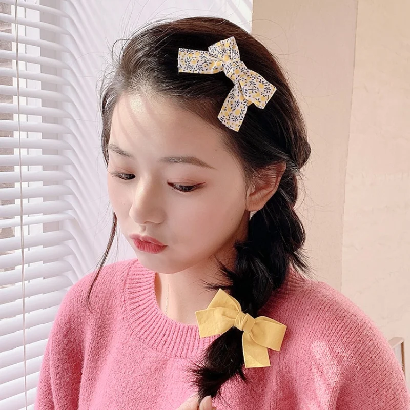 Top Trends: 2Pcs Sweet Bow Print Hair Clips For Baby Girls Colorful Floral Hair Pins Children Cute Metal Duckbill Headwear Hair Accessories Shoppable Styles - Image 4