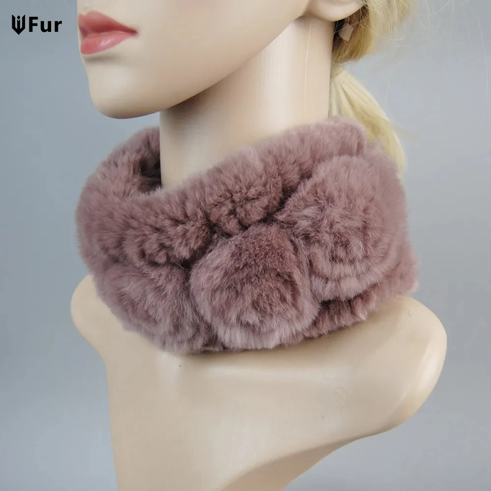 Top Trends: New Design Winter Women Real Fur Handmade Stretch Fur Scarf Knit Genuine Rex Rabbit Fur Headbands Girls Natural Fur Ring Scarves Shoppable Styles