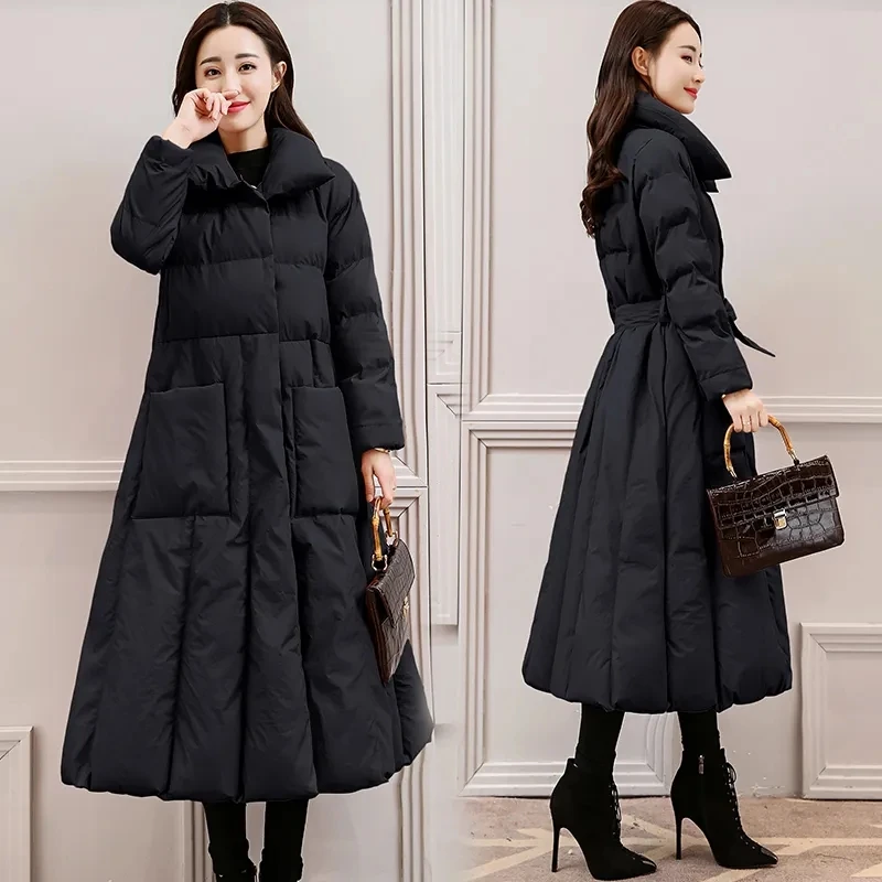 Top Trends: Down Cotton Jacket Womens 2024 New Winter Jacket Fashion Skirts Hem Padded Coat Female Thick Plus Size Long Over Knee Pakra Shoppable Styles