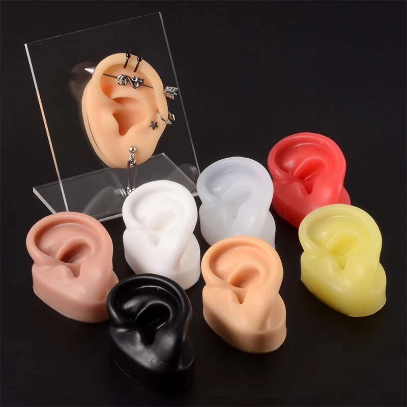 Top Trends: 1Pair Soft 1:1 Silicone Ear Model Practice Body Jewelry Accessories Display Piercing Ear Tools Earring Tool Display Stand Kit Shoppable Styles