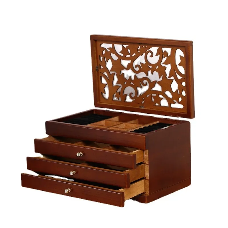 Top Trends: Wood Jewelry Box Velvet Drawer Ring Necklace Earrings Jewelry Boxes Organizer Bangles Display Tray Accessories Separator Storage Shoppable Styles