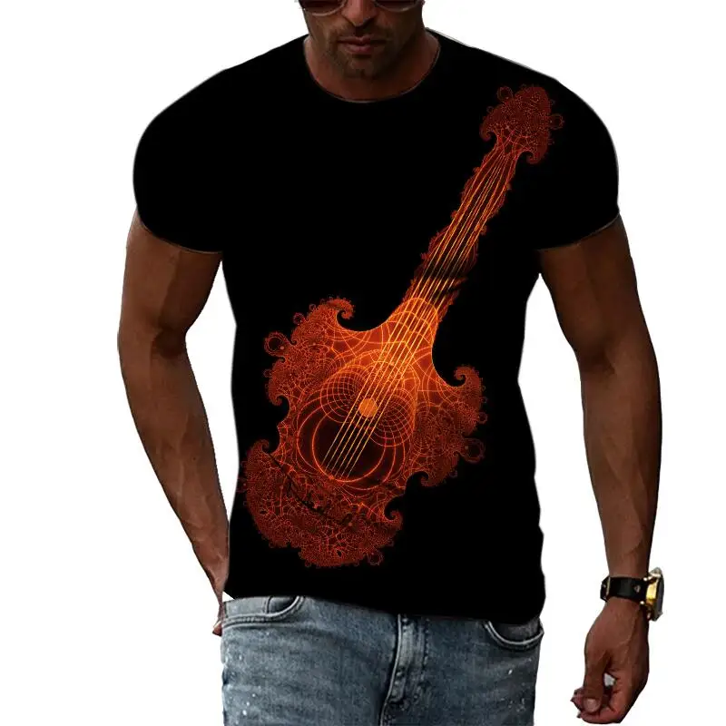 Top Trends: Summer Fashion Graphics Music Guitar T-Shirts For Men Casual 3D Print Tees Hip Hop Harajuku Personality Round Neck Short Sleeve Shoppable Styles - Image 3