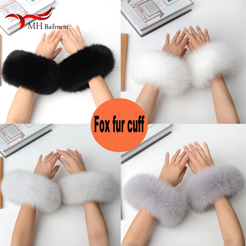 Top Trends: Women 100% Real Fox Fur Wrist Cuffs Winter Warmer White Arm Warmers Covers Luxury Natural Fashion Lady Detachable Sleeves Shoppable Styles