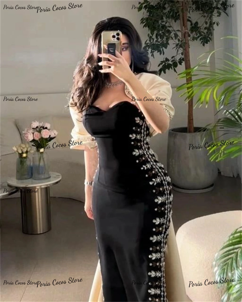 Top Trends: Sweetheart Neck Sexy Sheath Short Sleeve Evening Party Dress Women Backless Prom Gown Patchwork فساتين السهرة 2023 جديده Shoppable Styles - Image 5