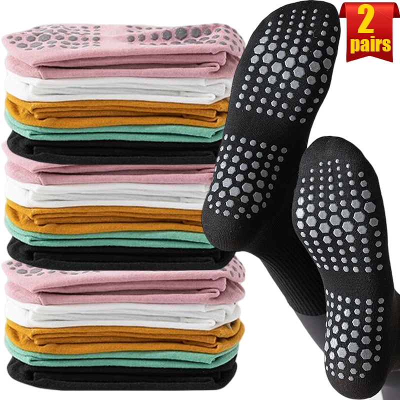 Top Trends: 1 / 2 Pairs Sock Anti-Slip Cotton Breathable Sweat-Absorbing Yoga Stocking Pilates Ladies Dance Ballet Socks Fitness Gym Sports Shoppable Styles